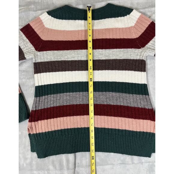 Old Navy Striped Sweater Womens M Colorful Festive Holiday Party Cozy Fitted Y2K - Picture 8 of 10